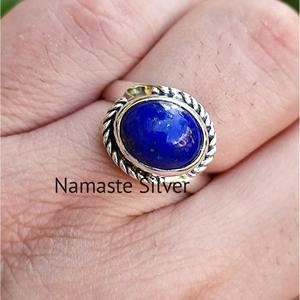 Bague artisanale en argent sterling 925 avec lapis-lazuli, pierre de naissance de septembre, alliance de promesse, pierre précieuse bleue naturelle, bijoux bohèmes IGI - Product Image 1