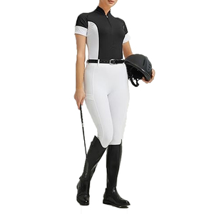 Camiseta Deportiva de Manga Corta para Mujer, Cómoda, para Montar a Caballo, Ropa Deportiva Ecuestre - Product Image 6