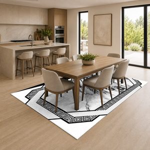 Tapis de salon en chenille gris argenté à motif design imprimé numériquement, lavable en machine, antidérapant - RUGS DEPOT LXDP-0854 (vente en gros) - Product Image 4