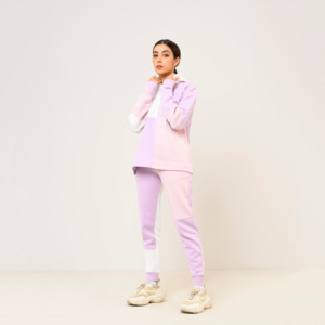 Dernier modèle de sweat à capuche et pantalon de survêtement patchwork pour femmes survêtements d'hiver ensemble deux pièces à la mode pour femmes en gros - Product Image 5