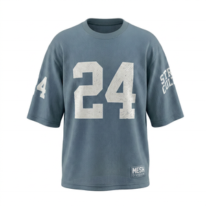 เสื้อฟุตบอลตาข่ายสีน้ำเงินหมายเลข 24 พิมพ์ลายดิจิตอล คอวี แขนสั้น ระบายอากาศได้ดี เหมาะสำหรับฤดูร้อน เสื้อผ้าผู้ใหญ่แบบยูนิเซ็กส์ - Product Image 5