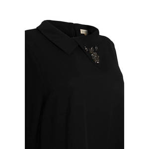 Blusa Holgada de Gasa para Mujer con Bordado Floral y Cuello con Lazo - Product Image 2