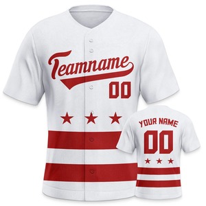 Custom Red Baseball Jersey Button Down Uniform with Team Name & Number for Men <b>Women</b> Youth & Kids Plus Size Sportswear - Product Image 1