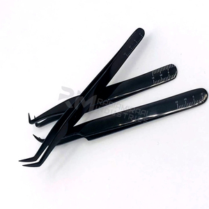 Pince à épiler de précision RMI de haute qualité, à pointe droite, en acier inoxydable noir, pour les cils et les sourcils - Product Image 4