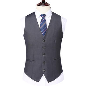 Chaleco de negocios de alta calidad para hombre, nuevo chaleco de lona de Color sólido con cuello en V Formal ajustado, ropa exterior de invierno de algodón transpirable - Product Image 1