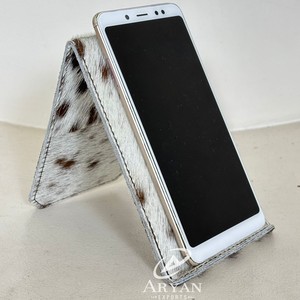 Soporte para Teléfono Móvil de Cuero Vacuno Genuino Hecho a Mano, Soporte de Exhibición de Escritorio, Soporte Móvil Rústico Occidental para Oficinas y Hogares - Product Image 1