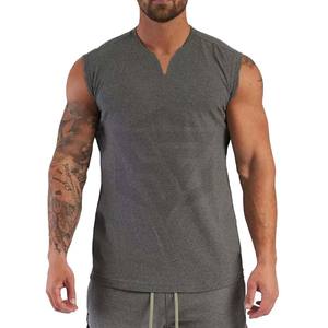 Camisetas sin mangas premium para hombre al por mayor, de poliéster/algodón, de secado rápido, transpirables, de talla grande, para gimnasio, fitness, estilo urbano de verano. - Product Image 3