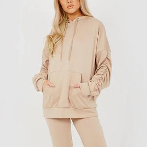 100% coton délavé à l'acide sweat à capuche évasé et survêtements pantalons pour femmes meilleure vente personnalisé deux pièces femmes survêtements évasés - Product Image 5