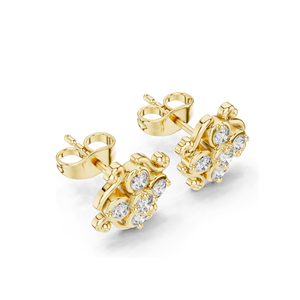 Pendientes de Diamantes de Laboratorio de 0.37 CT con Diseño Floral, Corte Brillante Redondo, Claridad VVSVS EF, Oro de 18KT, 14KT, 10KT y Plata 925, Color Rosa - Product Image 5
