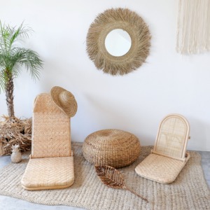 Silla de playa plegable de ratán para exteriores, sillas de piso para picnic, asientos bajos de mimbre tejido a mano - Product Image 2