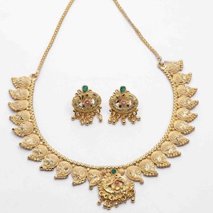 Venta al por mayor diseño tradicional 14K 24K chapado en oro joyería collar conjunto de moda ortodoxa latón oro lleno de joyería bodas - Product Image 3