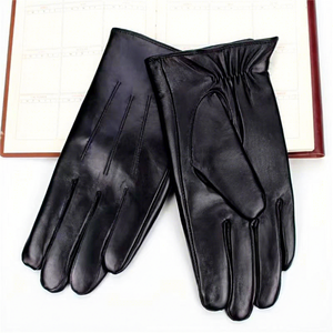 Bailufang Genuine Sheepskin <b>Gloves</b> Unisex Winter Warm Touchscreen Ski <b>Gloves</b> Full Finger <b>Black</b> Medium Thickened - Product Image 4