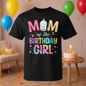 Camiseta Familiar para Mamá de la Cumpleañera, Fiesta de Té de Burbujas Boba, Diseño Personalizable Promocional para Ocasiones Especiales - Product Image 3