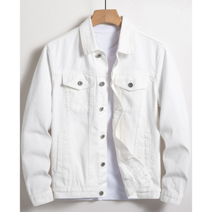 Vente en gros, dernière vente chaude, veste en denim décontractée en coton pour hommes, veste en jean slim de haute qualité avec logo personnalisé imprimé pour hommes - Product Image 6