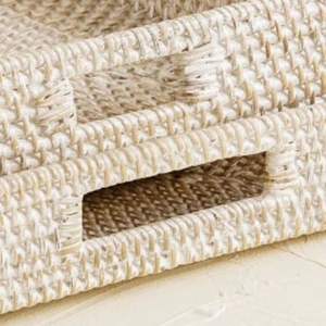 Plateau de service en rotin blanc fait à la main Plateau de rangement polyvalent et écologique avec couleur naturelle Style vintage pour les organisateurs de la maison - Product Image 3