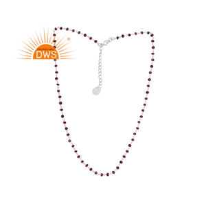 สร้อยคอลูกปัดพลอยโกเมนธรรมชาติเงินสเตอร์ลิงสำหรับผู้ผลิตเครื่องประดับ - Product Image 1