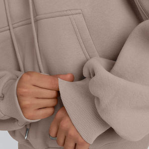 Logotipo personalizado al por mayor de las mujeres de algodón de lana liso deportes Crop Drop hombro Sudadera con capucha para las mujeres entrenamiento Sudadera con capucha - Product Image 5