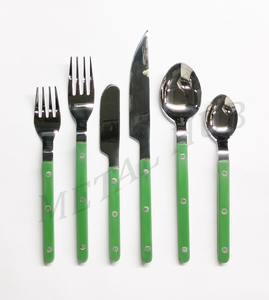 Ensemble de couverts Green Bistrot avec finition argentée brillante, ustensiles de table en acier inoxydable de qualité supérieure, lot de 6 pour cuisine moderne - Product Image 4