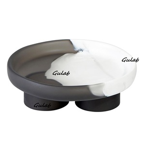 Handmade Modern Resin Geometric Marble Pattern Multi-Functional Decorative Bowl Black White Dual Base Stand for Home Decoration - Product Image 2