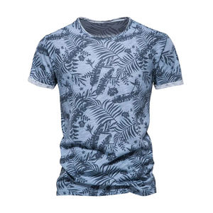 T-shirt à col roulé pour homme, à manches courtes, en tricot uni, imprimé numérique sur le devant, de qualité supérieure, écologique, coupe classique - Product Image 1
