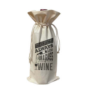 Bolsas de Algodón para Vino con Diseño 'Siempre Hay Tiempo para un Vaso de Vino' - Product Image 4