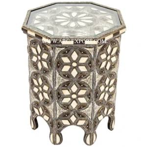 Salon Villa Table basse marocaine décorative ronde grande maison et décor de mariage Table marocaine Table centrale en laiton Antique - Product Image 4