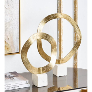 รูปปั้นปะการังตกแต่งทำจากโลหะที่ทันสมัยมีเอกลักษณ์ฐานหินอ่อนหรูหราของตกแต่งโต๊ะสำหรับบ้านและสำนักงาน - Product Image 5