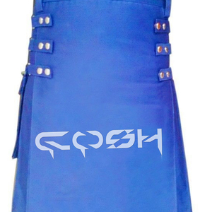 Tablier interchangeable de kilt utilitaire moderne en coton hybride bleu brillant avec poches latérales bleues - Product Image 5