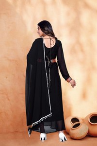 Nuevo Vestido Festivo con Dupatta, Tela Georgette, Bordado, Borde de Encaje Kodi, Estilo Casual para Fiesta, Reversible - Product Image 4