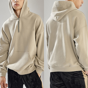เสื้อฮู้ดดี้คุณภาพสูงแบบมีซิปครึ่งตัว สกรีนโลโก้ตามสั่ง OEM รุ่นปี 2026 สปริง สตรีทแวร์ ผ้าฟลีซ ทรงโอเวอร์ไซส์ ยูนิเซ็กส์ - Product Image 3