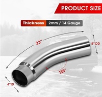 Tuyaux d'échappement coudés chromés 4'' et 5'' pour diamètre intérieur (I.D.) et 5'', 6'', 7'', 8'' pour diamètre extérieur (O.D.), longueur 23'', finition polie ou chrome noir
