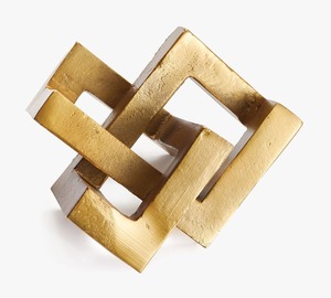 Puzzle carré en laiton en forme de maison et décor de table objet Sculpture Art moderne et design artistique Accent de décoration de maison de luxe - Product Image 1