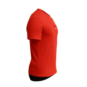 Logotipo personalizado y OEM ODM compatible liso rojo 100% algodón camiseta cuello redondo manga corta para hombres tela de punto - Product Image 2