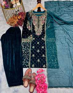 Conjunto de Top Plazzo y Dupatta de terciopelo viscosa - Product Image 6