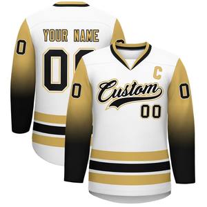 Maillot de hockey sur glace imprimé en 3D personnalisé avec col en V pull à manches longues chemise de sport décontractée Service OEM pour numéro de nom d'équipe - Product Image 5