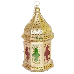 Farol Vintage de Latón de Alta Calidad con Relieve, Vidrio Verde y Acabado Pulido para Decoración de Mesa, Farol Árabe para Decoración - Product Image 5