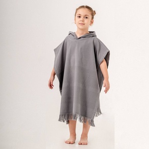 Poncho de bain à capuche Aria pour enfants, uni, âges 2-5 ans, 100% coton - Product Image 5
