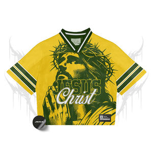 เสื้อฟุตบอลแนวสตรีทอินเทรนด์เสื้อเจอร์ซีย์พิมพ์ลายโลโก้ตาข่ายระบายอากาศไซส์ใหญ่พิเศษ - Product Image 1