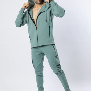 Chándal informal para correr de alta calidad para hombre, chándal de secado rápido de algodón de dos piezas con capucha y logotipo personalizado, servicio OEM - Product Image 5