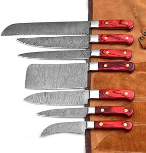 Ensemble de couteaux de chef en acier Damas forgé à la main, 7 pièces, couteaux de cuisine professionnels, manche en bois ambidextre, extérieur - Product Image 3
