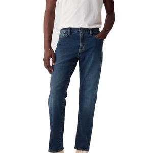 Jeans de Mezclilla de Primera Calidad, Corte Recto, Ajustados, Lavado Oscuro, Cintura Media, Algodón, Estilo Casual para Hombre, Otoño - Product Image 5