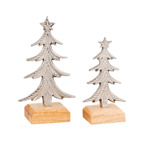 Ornements en métal d'arbre de Noël modernes et élégants avec base en bois Sculptures de décoration intérieure à la mode faites à la main pour la maison Table Bureau - Product Image 4