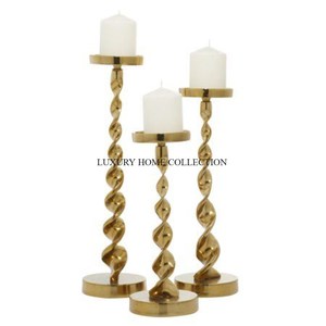 Bougeoirs en aluminium et marbre polis à l'or de conception de fleurs bougeoirs en gros nouveau look bougeoir éclaircissant en Inde - Product Image 5