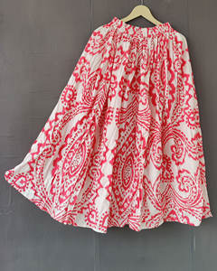 Falda de mujer de algodón indio orgánico con estampado Floral verano playa cubrir tamaño libre cintura Natural transpirable regalo - Product Image 2