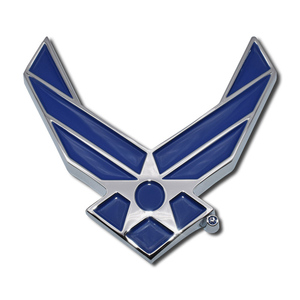 Placa Decorativa Metálica Cromada Azul con Alas de la Fuerza Aérea de EE. UU., Oficialmente Licenciada por Hanwell - Product Image 1