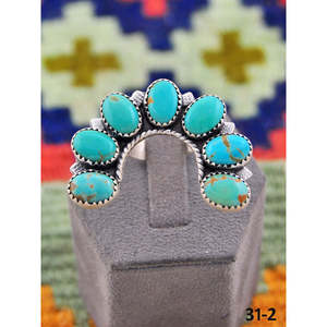 Bague Naja ajustable artisanale du Sud-Ouest, incrustation en turquoise Kingman et argent sterling plaqué or rose et rhodium, cadeau - Product Image 3
