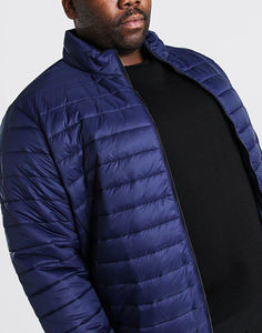 Chaqueta acolchada de primavera para hombre de lona con logotipo personalizado de diseñador OEM, abrigo cálido con cremallera de burbujas de invierno, chaquetas acolchadas sólidas baratas - Product Image 3