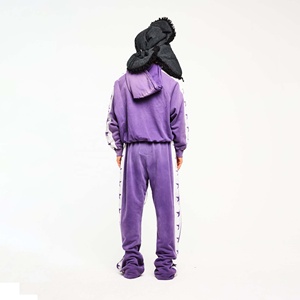 Ensemble de survêtement en coton mélangé épais avec pantalon de jogging confortable, impression sérigraphique personnalisée, haute qualité, 2 pièces - Product Image 2