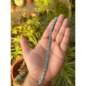 สร้อยข้อมือเทนนิสเงินแท้ 925 ประดับบลูโทแพซ เครื่องประดับแฟชั่น - Product Image 2