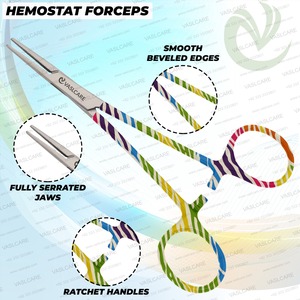 Juego de 3 tijeras Vaslcare de enfermería Premium, diseño elegante, mango impreso, pinzas hemostáticas, fuente de alimentación Manual - Product Image 2